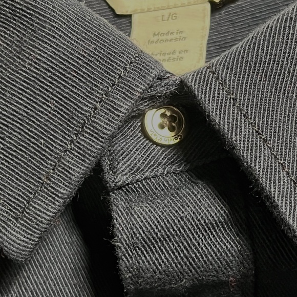 Calvin Klein Navy Blue Button Down Mens Casual Cotton Long Sleeve Shirt Top L - Picture 10 of 16